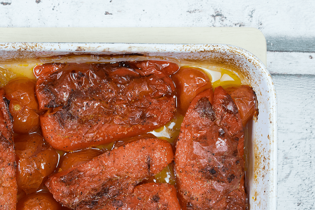 Geröstete Paprika aus dem Ofen