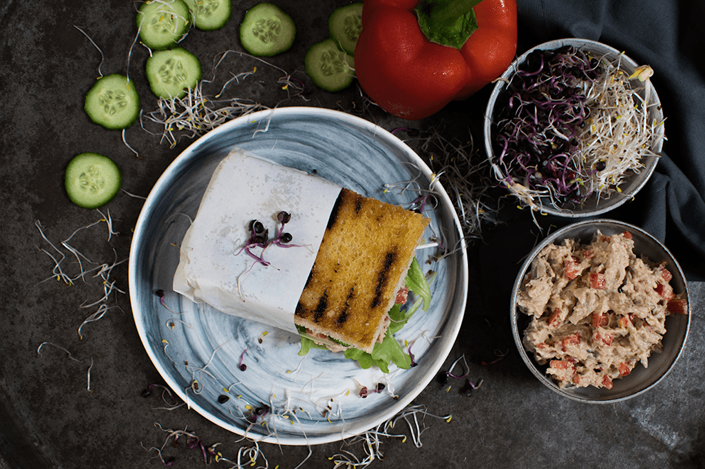 Jackfruit-Sandwich, Sandwich mit veganem Thunfischsalat, Thunvisch-Salat