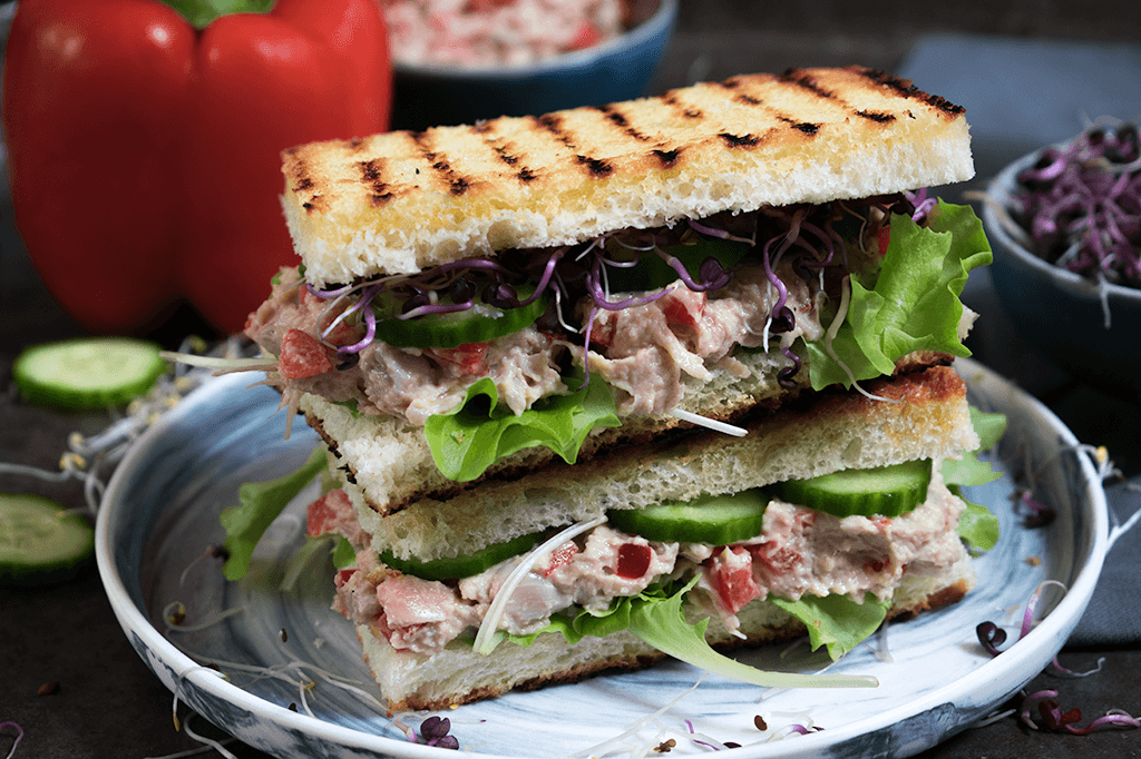 Jackfruit-Sandwich, Sandwich mit veganem Thunfischsalat, Thunvisch-Salat