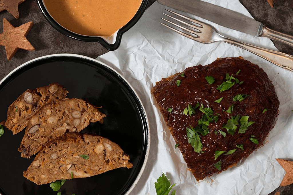 veganes Bohnen-Kichererbsen-Meatloaf, veganer Hackbraten