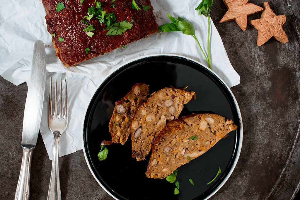 veganes Bohnen-Kichererbsen-Meatloaf, veganer Hackbraten